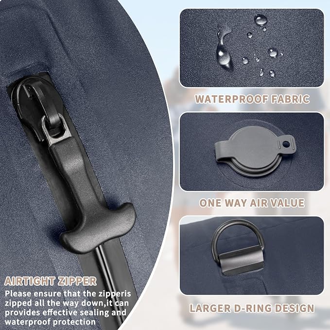 ONTYZZ Travel Vacuum Compression Bags, IPX8 Waterproof Luggage Space Saver Bags, Reusable TPU Vacuum Seal Bags for Travel Clothes Storage, 1 Pack Dark Blue - Image 3