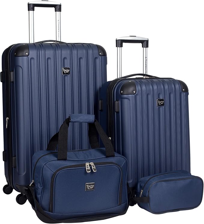 Travelers Club Midtown Hardside 4-Piece Luggage Travel Set, Navy Blue by TravelersClub