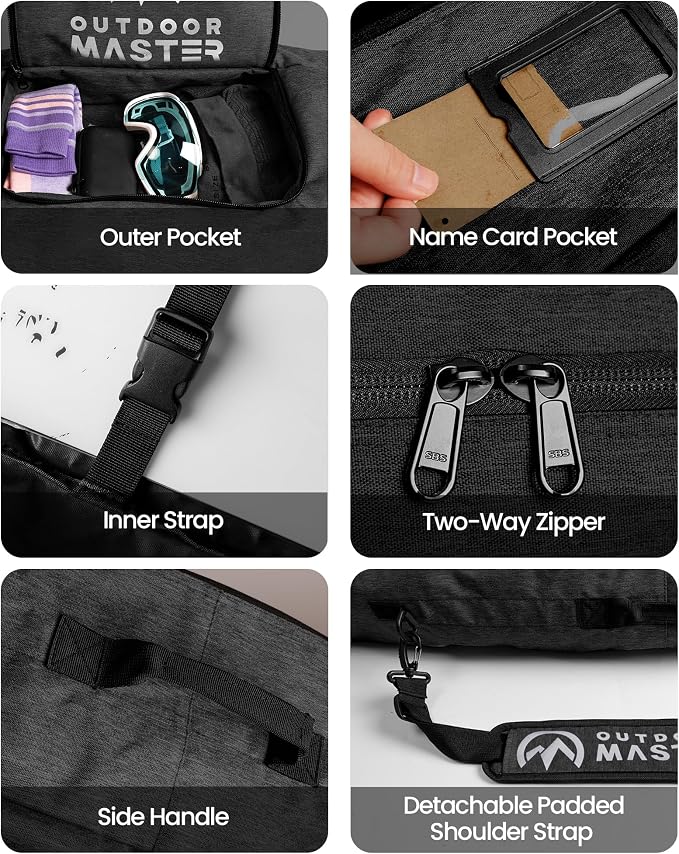 OutdoorMaster Snowboard Bag - 900D Water Resistant Snowboard Travel Bag with Shoulder Strap, Foldable Storage Design - Image 6