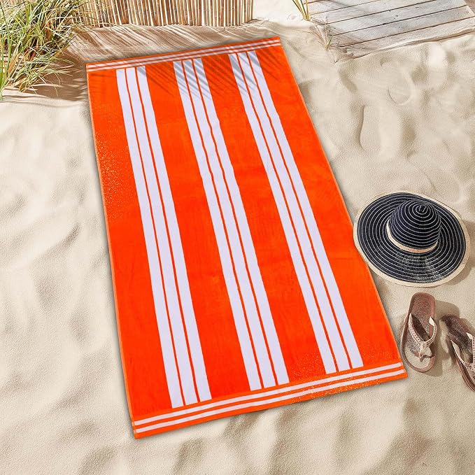 Superior Cotton Cabana Striped Beach Towels, Colorful Towels for Adult, Kid, Pool, Swimming, Sand, Travel, Large Oversized, Absorbent, Fast Drying, Bath Basics, Cabana Collection, 1 Piece, Coral - Image 8