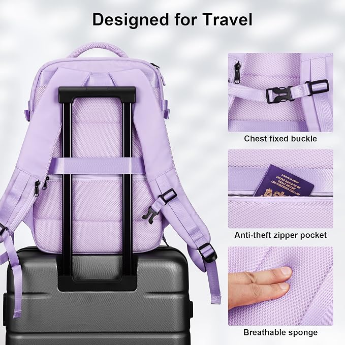 HOMIEE Travel Laptop Backpack for Men Women Personal Item Carry On Bag | Dry Wet Separation Weekender Business College Backpack Mochila de Viaje - Image 4