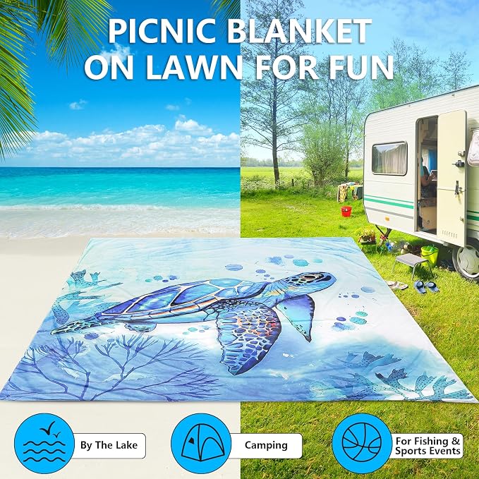 AISPARKY Beach Blanket Waterproof Sandproof Extra Large, Oversized Beach Mat, Quick Drying&Compact&Lightweight, Picnic Blankets Vacation Essentials for Outdoor Beach Camping (79" X 83" (4 Person)) - Image 4