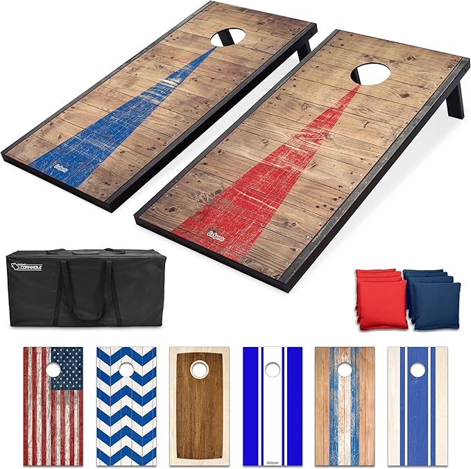 GoSports Portable Cornhole Sets, 8 Styles – Choose 4 x 2 ft or 3 x 2 ft - Boards Include 8 Bean Bags, Travel Case, and Game Rules by GoSports