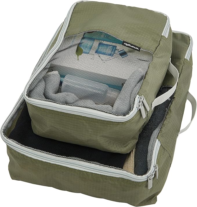 Wrangler 4 Piece Miami Luggage and Packing Cubes Set, Olive Green - Image 7