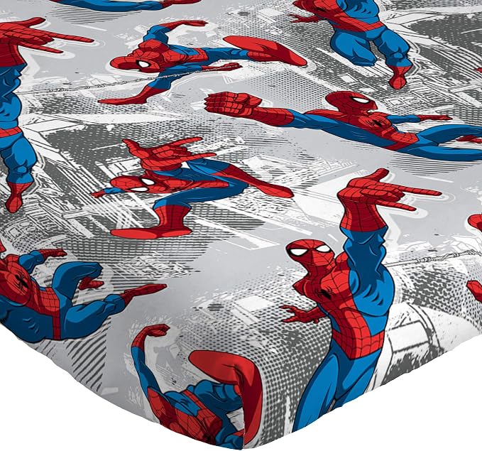 Jay Franco Kids Sheet Set with Fitted, Flat Sheets & Pillow Cover - Ultra-Soft Bedding with Pillowcase for Room Decor, White - Spiderman, 4 Piece Full - Image 6
