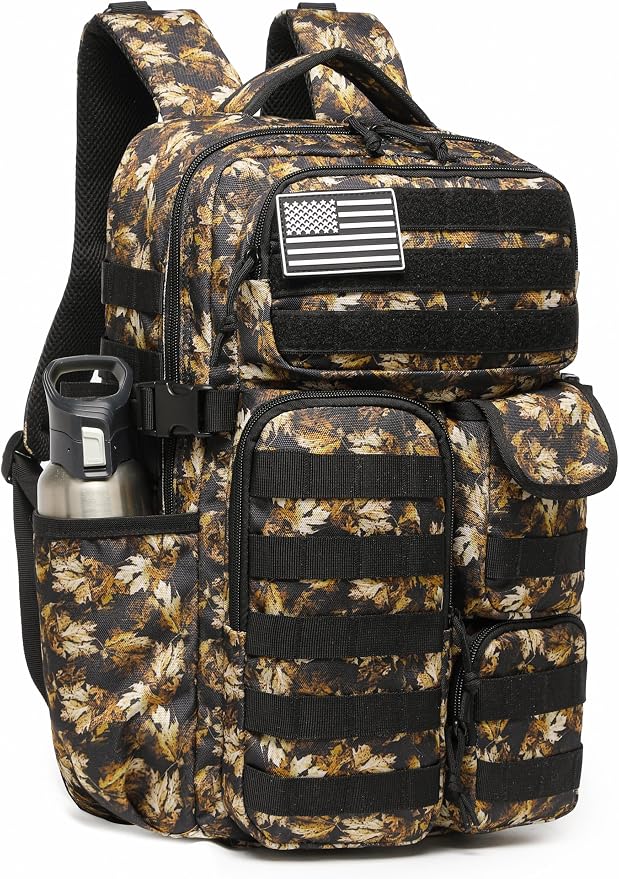 Wotony Tactical Backpack - Military waterproof backpack with multiple pockets and tactical gear for the outdoors (Yellow Maple Leaf, 25L) by Wotony