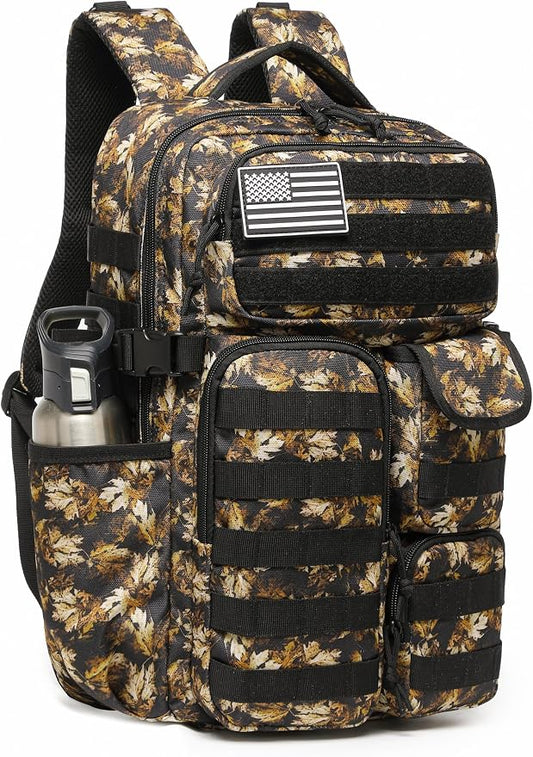 Wotony Tactical Backpack - Military waterproof backpack with multiple pockets and tactical gear for the outdoors (Yellow Maple Leaf, 25L) by Wotony