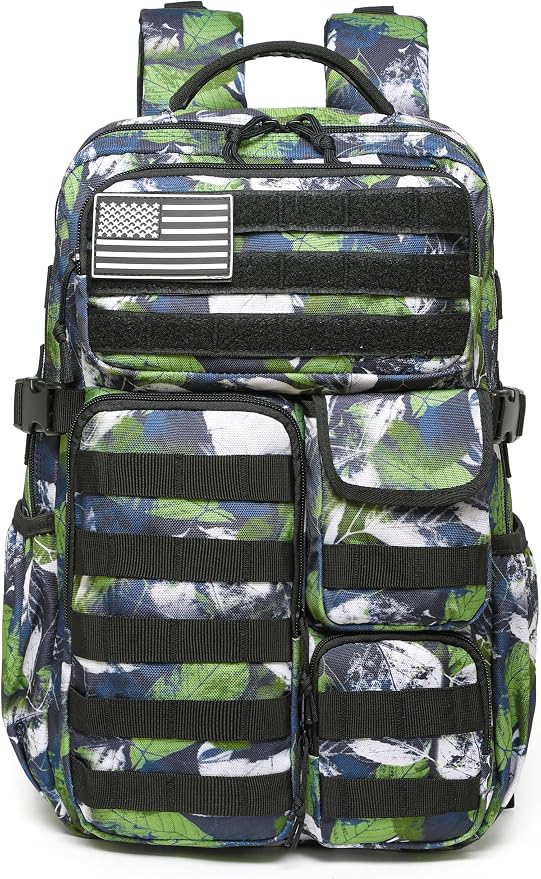Wotony Tactical Backpack - Military waterproof backpack with multiple pockets and tactical gear for the outdoors (Green Leaf, 25L) - Image 2