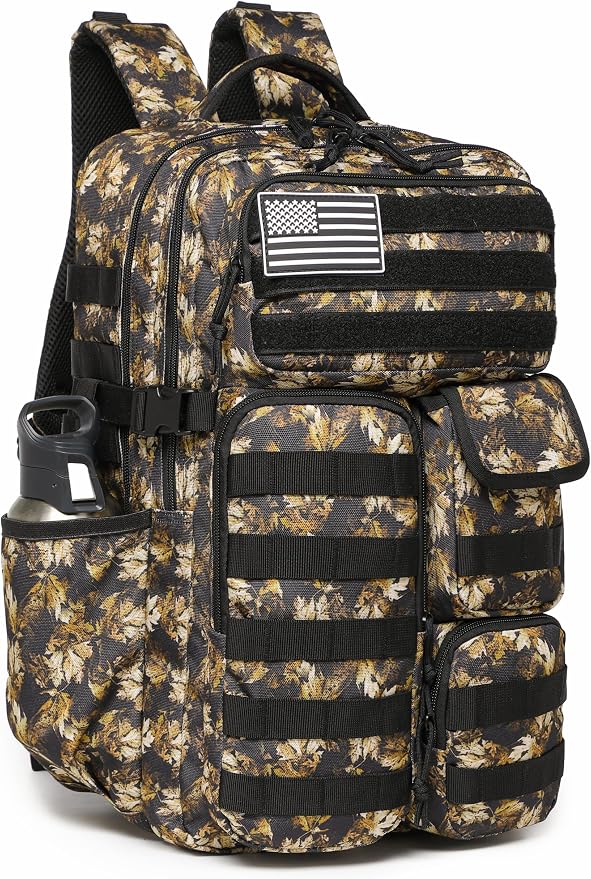 Wotony Tactical Backpack - Military waterproof backpack with multiple pockets and tactical gear for the outdoors (Yellow Maple Leaf, 35L) by Wotony