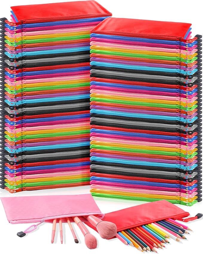 Aliceset 300 Pcs Pencil Pouches Bulk 12 Color A6 Size Small Zipper Pencil Bags Football Pattern Waterproof Bulk Pen Pouches Stationery Storage Bags for Back to College Office Supplies by Aliceset
