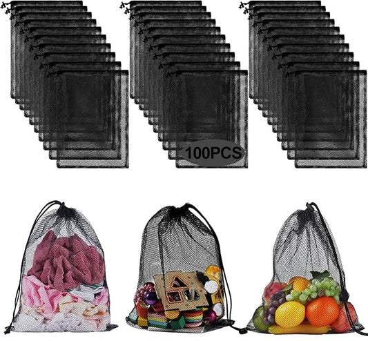 iMucci 13"X15.5" 100Pcs Mesh Laundry Drawstring Bag Nylon Drawstring Gym Bag with Cord Lock Closure by InnovativeDanceMovementsUniqueComfortableDancewearConfidentlgnitedreams