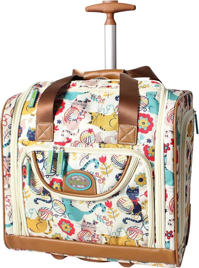 Lily Bloom Designer 15 Inch Carry On - Weekender Overnight Business Travel Luggage - Lightweight 2- Roller Wheels Suitcase - Under Seat Rolling Bag for Women, White, One Size, Under Seat Rolling Bag by Lily+Bloom