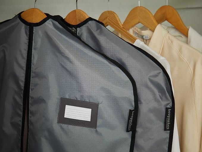 Covermates Keepsakes Garment Bag Set for Closet Storage and Travel – Breathable Suit and Dress Bags with ID Window and Carrying Handles – Heavy-Duty Hanging Wardrobe Protection Set, Grey - Image 7