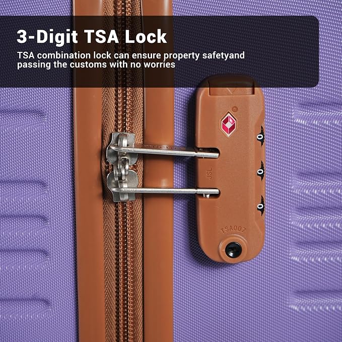 Luggage Sets 3 Piece,Suitcases with Double Spinner Wheels and TSA Lock,Hardcase 5 set Luggage with Travel Duffel Bag,Carry On Luggage Set - Image 7