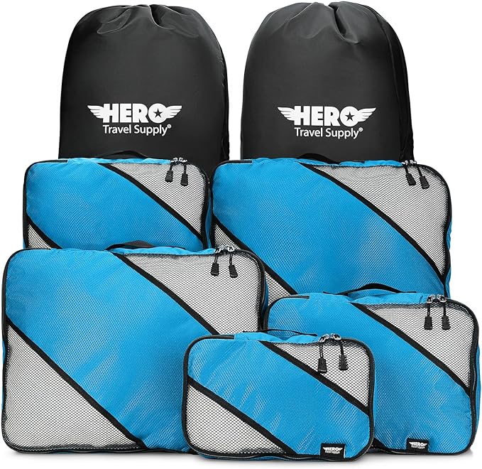 HERO Packing Cubes for Travel (Set of 5) Luggage Organizer with 2 Laundry Bags, Versatile Suitcase Organizer for Men & Women – Travel Accessories for Carry On, Airplane, Road Trip by HeroTravelSupply
