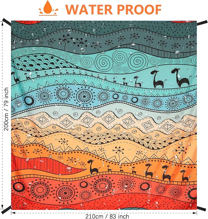 WIWIGO Beach Blanket Waterproof Sandproof Beach Mat 79" X 83"/10'x9'for 2-8 Adults Quick Drying Outdoor Picnic Mat Beach Accessories for Travel, Camping, Hiking - Image 2