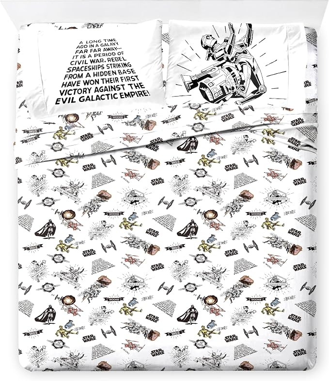 Star Wars Queen Comforter Set 7 Piece Soft Bedding for Boys, Multi | Darth Vader Yoda, Bed in a Bag, Comforter Sheets Shams Pillowcases, Soft Microfiber, Machine Washable, Boys Gift - Image 7