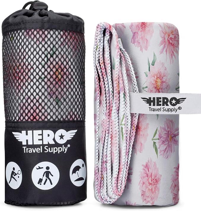 Hero Microfiber Large Beach Towel Compact for Travel (Pretty in Pink, 40" x 72") by HeroTravelSupply