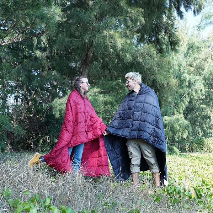 KingCamp Ultralight Camping Blanket, Packable Down Alternative Puffy Wearable Blankets Weatherproof Warm Package Quilt with Snap Buttons for Outdoor Hiking Travel Picnic Stadium (78.7" x 56.7", BLACK) - Image 2