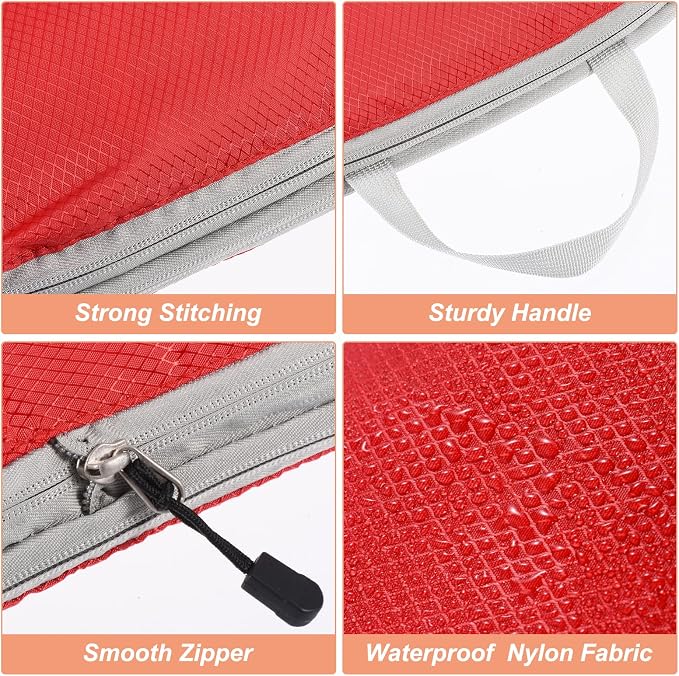 PATIKIL Compression Packing Cube for Travel, 5 Set Waterproof Travel Packing Cube Compression Nylon Luggage Organizer Bags Shoe Bag for Suitcases Backpack, Red - Image 3