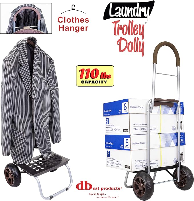 dbest products Laundry Trolley Dolly, Brown Laundry Bag Hamper Basket cart with wheels sorter - Image 5