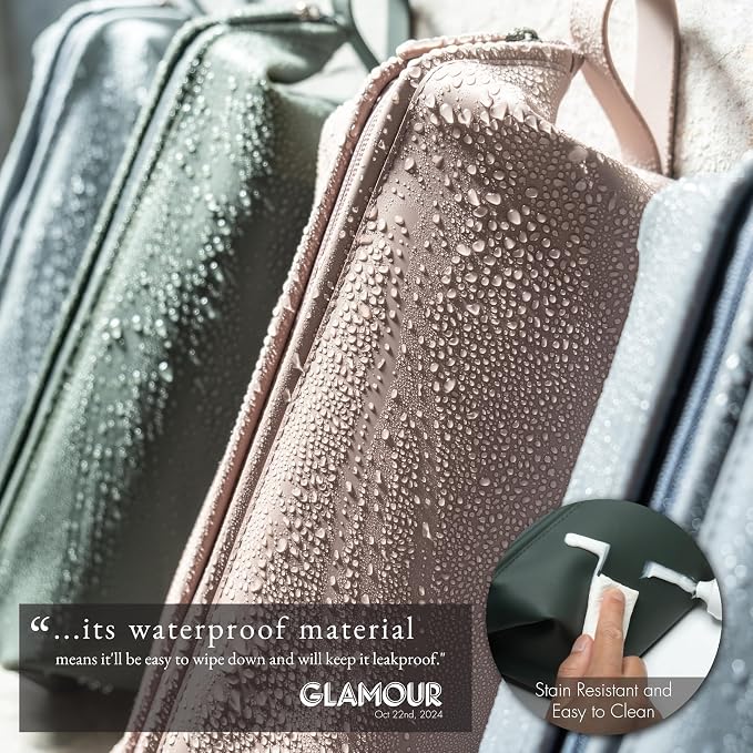 LINE+ARC Easy-to-Clean Silicone Dopp Kit (As Seen in Glamour and GQ) Extra-Wide Opening Anti-Stain (Arctic, 3.5L) Toiletry Bag Travel Set Makeup Organizer Cosmetics Case Fabric Simple Hang Loop - Image 5