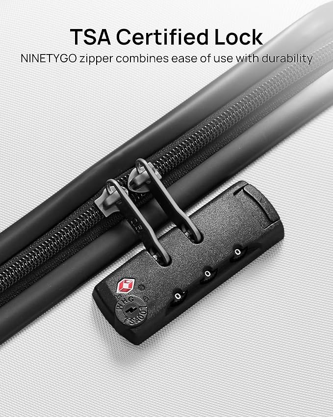 NINETYGO Carry On Suitcase, 20 Inch Carry-On Luggage with Double Spinner Wheels, Dry Wet Separate, PC Hard Case Suitcase, Lightweight Travel Luggage, TSA Approved (Solid White, Danube) - Image 8