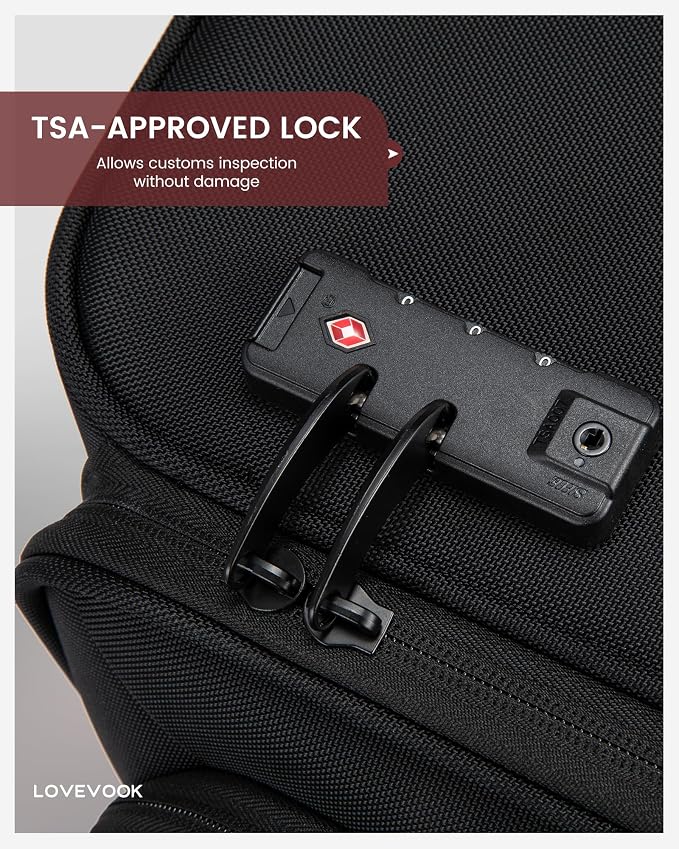 LOVEVOOK Business Softside Checked Luggage with 15.6/17.3 Inch Laptop Compartment, 24 Inch Checked Suitcase with Spinner Wheels, Large Capacity Luggage with TSA Lock for Business Trip Travel Red&Black - Image 6