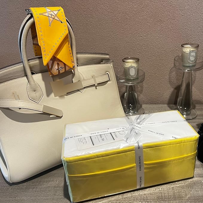 Satin Purse Organizer for Birkin 25 Retourne, Lime | Custom Fit, Multiple Pockets, Lightweight Purse Essentials, Ideal for Travel, Shopping, and Daily Use - Image 2