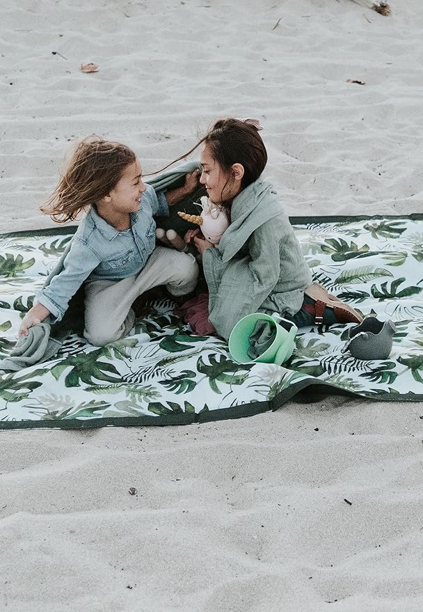 Little Unicorn 5'x10' XL Outdoor Family Picnic & Beach Blanket | Durable & Water-Resistant Fabric | Compact Fold & Easily Wipes Clean | Zipper Pocket (Tropical Leaf) - Image 7