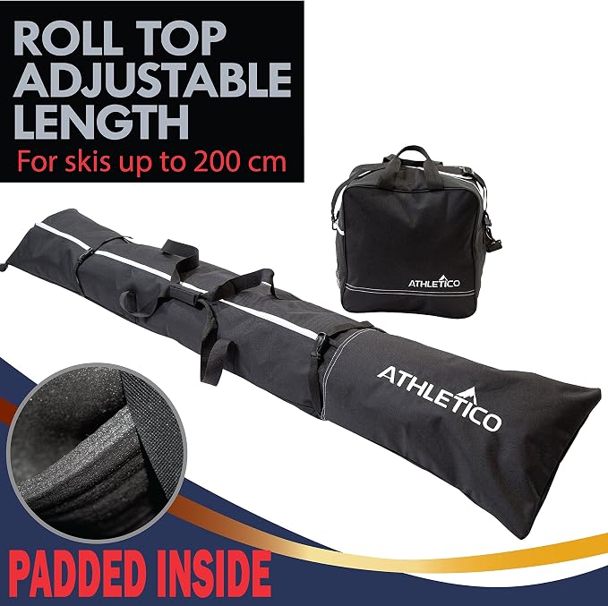 Athletico Ski & Boot Bag Combo | Store Skis Up to 200 CM & Boots Up To Size 13 | Includes 2 Padded Bags - Image 4