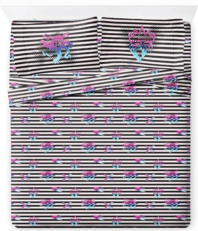 Jay Franco Kids Sheet Set with Fitted, Flat Sheets & Pillow Cover - Ultra-Soft Bedding with Pillowcase for Room Decor, Multi Color - Descendants, 4 Piece Queen by JayFranco