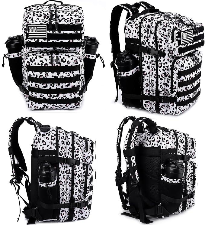 LHI Military Tactical Backpack for Men and Women 45L Army 3 Days Assault Pack Bag Large Rucksack with Molle System - Leopard - Image 2
