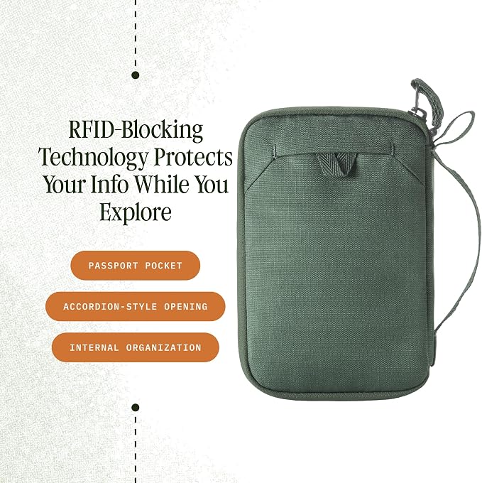 Eagle Creek Stash RFID Passport Wallet – Slim Travel Organizer with RFID Blocking – Secure Storage for Passport, Cards & Cash – Lightweight & Water-Resistant – Unisex – Grass Green - Image 2