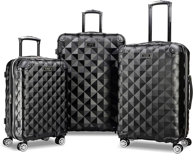 Kenneth Cole REACTION Diamond Tower Collection Lightweight Hardside Expandable 8-Wheel Spinner Travel Luggage, Black, 3-Piece Set (20", 24", & 28") by KennethCole