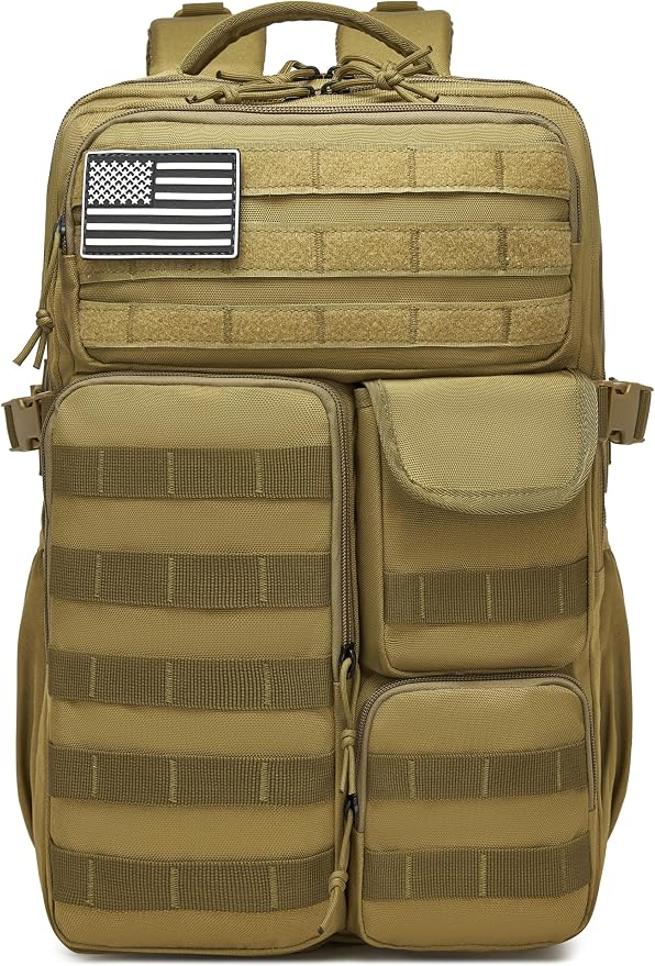 Wotony Tactical Backpack - Military waterproof backpack with multiple pockets and tactical gear for the outdoors (khaki, 35L) - Image 3