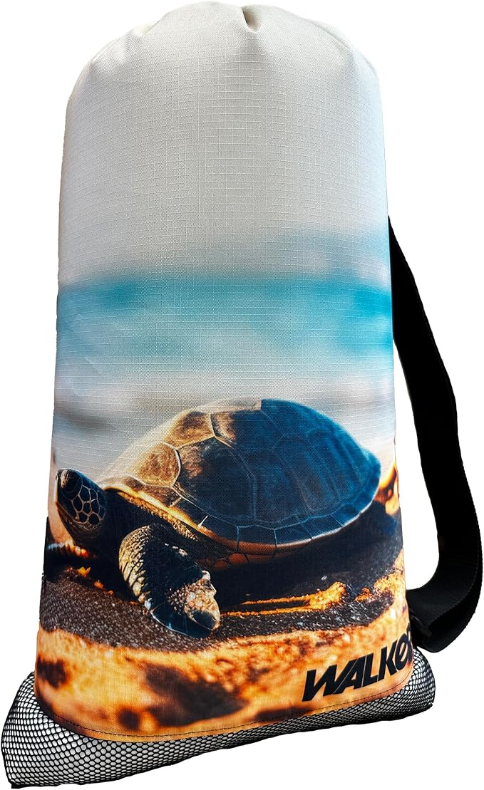 Walker Beach Mesh Net Travel Boat Bag for Snorkeling, Dive, and Swim Gear – USA Made, Sandy Shore Turtle - Image 2