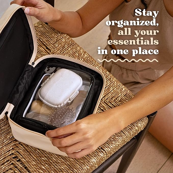 CLEAN SKIN CLUB Clean Towels XL Dedicated Travel Cosmetic Makeup Bag, Portable Large Capacity Beauty Toiletry Water Resistant Organizer Case with Dividers, Zipped Compartments - Image 4