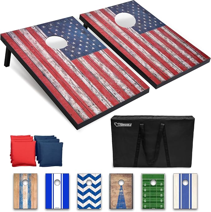 GoSports Portable Cornhole Sets, 8 Styles – Choose 4 x 2 ft or 3 x 2 ft - Boards Include 8 Bean Bags, Travel Case, and Game Rules by GoSports