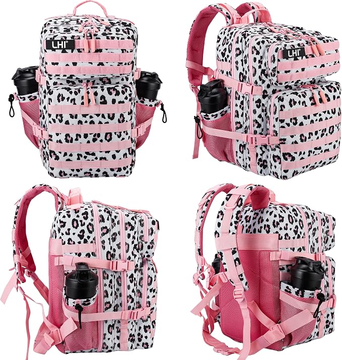 LHI Military Tactical Backpack for Men and Women 45L Army 3 Days Assault Pack Bag Large Rucksack with Molle System - Pink Leopard - Image 2