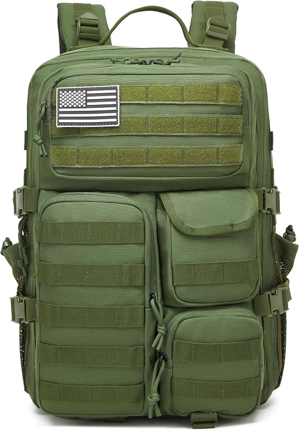 Wotony Tactical Backpack - Military waterproof backpack with multiple pockets and tactical gear for the outdoors (army green, 45L) - Image 3