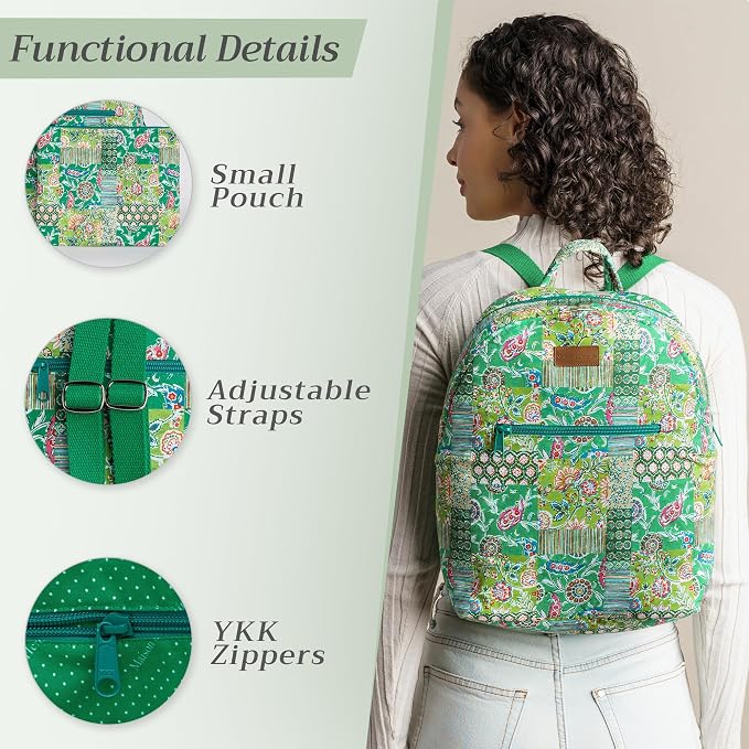 Maison d' Hermine Backpack for Women Men Cotton Shoulder Multipurpose Rucksack with Small Pouch Lightweight Multi Pocket Bag for Travel Work Beach Perfect for Spring Summer (Victoria) - Image 4