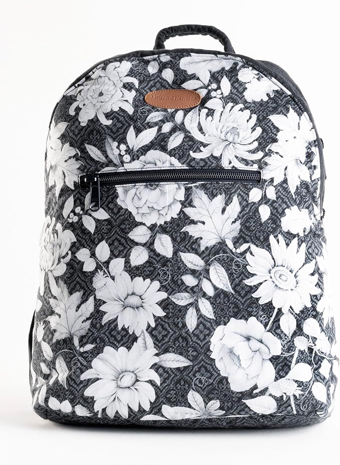 Maison d' Hermine Backpack for Women Men Cotton Shoulder Multipurpose Rucksack with Small Pouch Lightweight Multi Pocket Bag for Travel Work Perfect for Spring Summer (Pretty Autumn - Black) - Image 8
