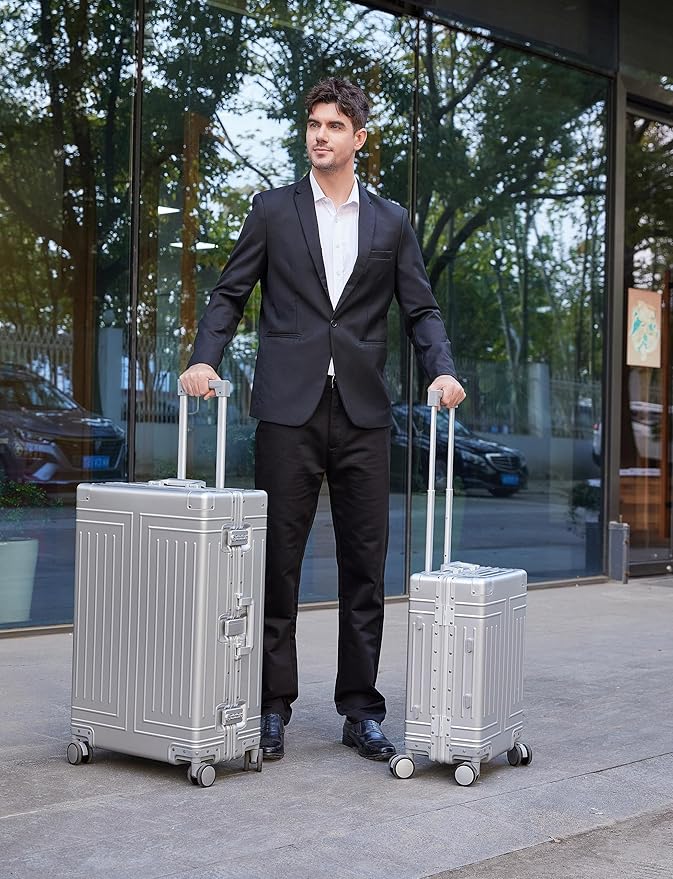 All Aluminum Magnesium Luggage 28inch，Cut from Whole Aluminum Sheet（3rd Generation，Premium Magnesium Metal zipperless suitcase ） (silvery, 28inch) - Image 4