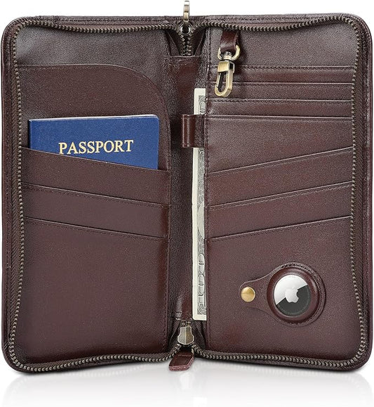 Polare Full Grain Leather Family Travel Passport Wallet and Documents Organizer RFID Blocking Case Holder Fits 6 Passports for Men and Women by polareoriginal