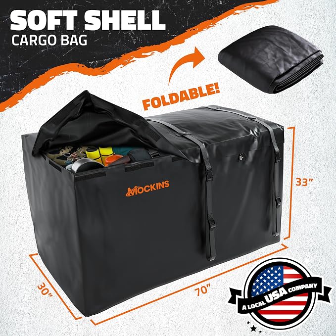 Mockins 40 CuFt XXL Trailer Hitch Cargo Carrier Bag w/Straps, Lock & Case | 70"x30"x33" Waterproof Cargo Bag for Hitch Carrier | All-Weather Abrasion-Resistant Vinyl Vehicle Soft-Shell Carriers - Image 2