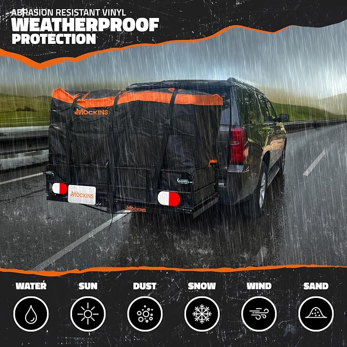 Mockins 30 CuFt Trailer Hitch Cargo Carrier Bag & Packing Cubes 29"x23"x12" | 60"x24"x36" Waterproof Cargo Bag for Hitch Carrier | Set of Vehicle Soft-Shell Carriers with 6 Cubes, 3 Buckle Straps & Lock - Image 7