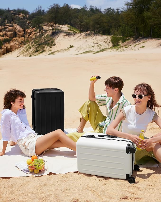 NINETYGO Carry On Suitcase, 20 Inch Carry-On Luggage with Double Spinner Wheels, Dry Wet Separate, PC Hard Case Suitcase, Lightweight Travel Luggage, TSA Approved (Solid White, Danube) - Image 4