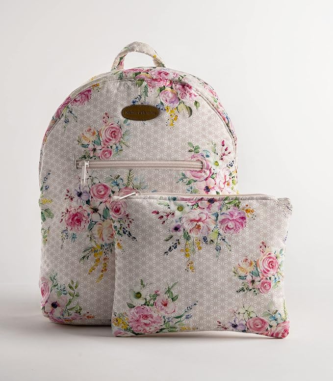 Maison d' Hermine Backpack for Women Men Cotton Shoulder Multipurpose Rucksack with Small Pouch Lightweight Multi Pocket for Travel Work Beach Perfect for Spring Summer (Sweet Rose Lavender) - Image 5