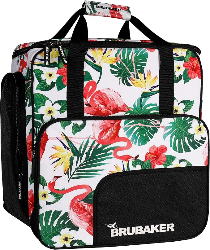 BRUBAKER Combo Set CarverSpotlight - Ski Bag and Ski Boot Bag for 1 Pair of Skis + Poles + Boots + Helmet - Flamingos - 66 7/8 Inches / 170 Cm - Image 2
